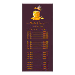 Black Bee Honey Label Metallic Gold Text  Rack Card