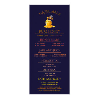 Black Bee Honey Label Metallic Gold Text  Rack Card