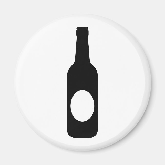 Black Beer Bottle Magnet (Front)