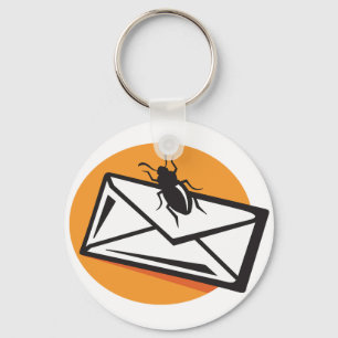Black Beetle Insect on Envelope Keychain