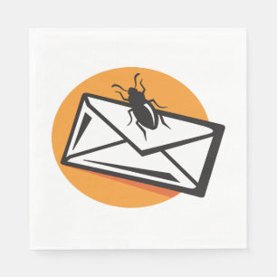 Black Beetle Insect on Envelope Napkin