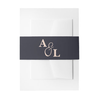Black & Beige Ampersand Monogram Wedding Invitation Belly Band