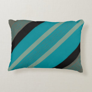 Black Beige and Teal Accent Pillow