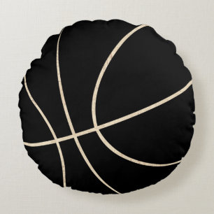 Black & Beige Basketball Round Pillow