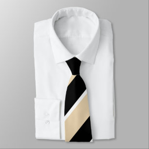 Black & Beige Diagonal Striped Modern Elegant  Tie