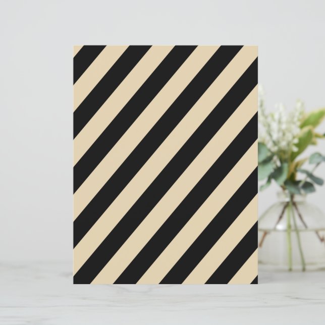 Black & Beige Diagonal Stripes Scrapbook Paper (Standing Front)