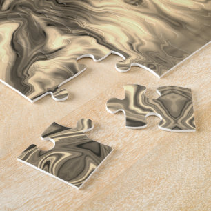 Black, Beige, Grey, Sepia, Mirror Pattern /  Jigsaw Puzzle