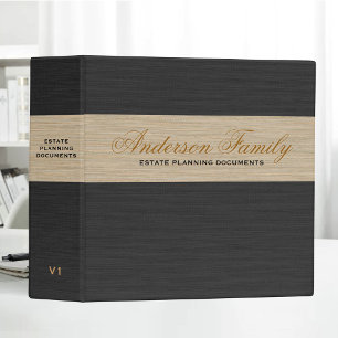 Black Beige Linen Estate Planning Trust Documents Binder