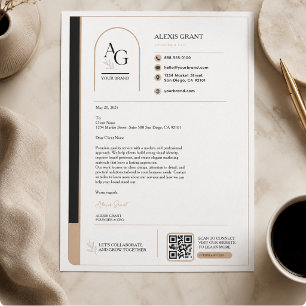 Black Beige Luxury QR Code Appointment Reminder Letterhead