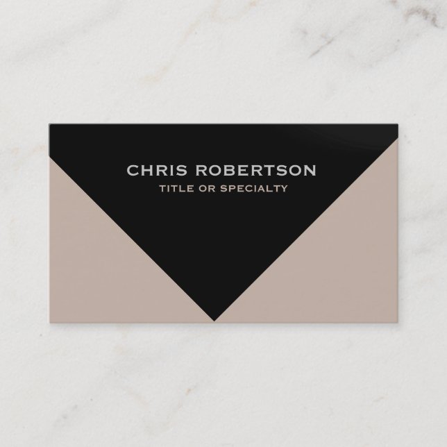Black Beige Modern Simple Plain Business Card (Front)