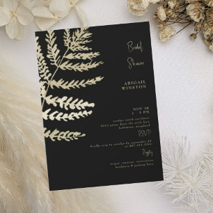 Black & Beige Pampas  Bridal Shower Invitation