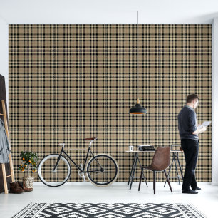 Black + Beige Plaid Wallpaper