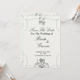 Black & Beige Simple Wedding  Invitation