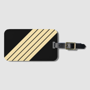 Black Beige Striped 70s 80s Retro Racing Stripes Luggage Tag