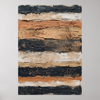 Black Beige Textured Stripe Poster
