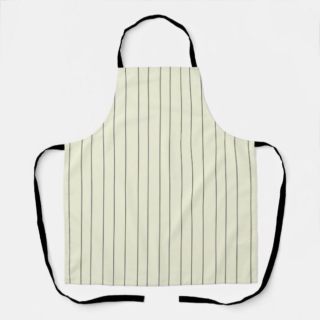 Black Beige Vertical Stripe Pattern Apron (Front)