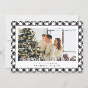 Black Believe In The Magic Photo Christmas Card