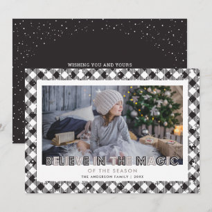Black Believe In the Magic Photo Christmas Cards