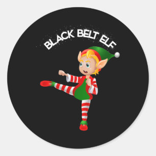 Black Belt Elf-taekwondo, Karate, Jui Jitsu, Kickb Classic Round Sticker
