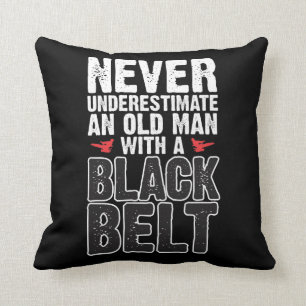 Black Belt Gift Idea - Funny Karate Old Man Throw Pillow