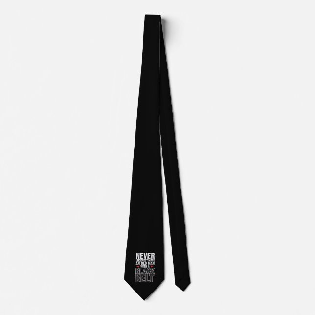 Black Belt Gift Idea - Funny Karate Old Man Tie (Front)