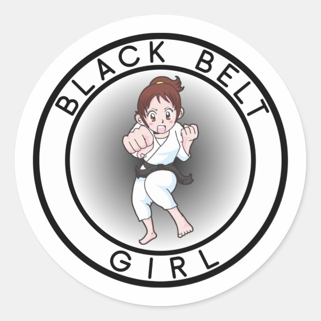 Black Belt Girl Classic Round Sticker (Front)