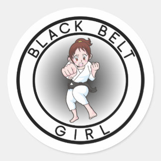 Black Belt Girl Classic Round Sticker