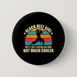 Black Belt Girl Jiu Jitsu Taekwondo Martial Arts 2 Inch Round Button