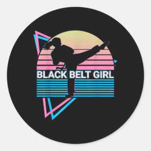 Black Belt Girl - Judo Karate Jiu Jitsu Taekwondo Classic Round Sticker