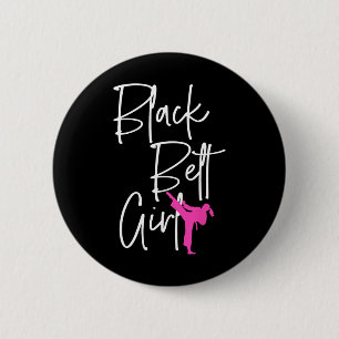 Black Belt Girl Karate Jiu Jitsu Taekwondo Martial 2 Inch Round Button