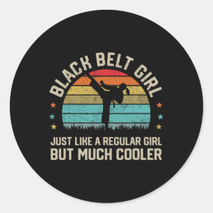 Black Belt Girl Karate Jiu Jitsu Taekwondo Martial Classic Round Sticker