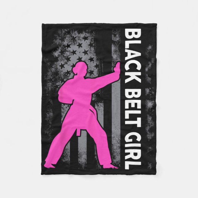 Black Belt Girl Karate Jiu Jitsu Taekwondo Martial Fleece Blanket (Front)