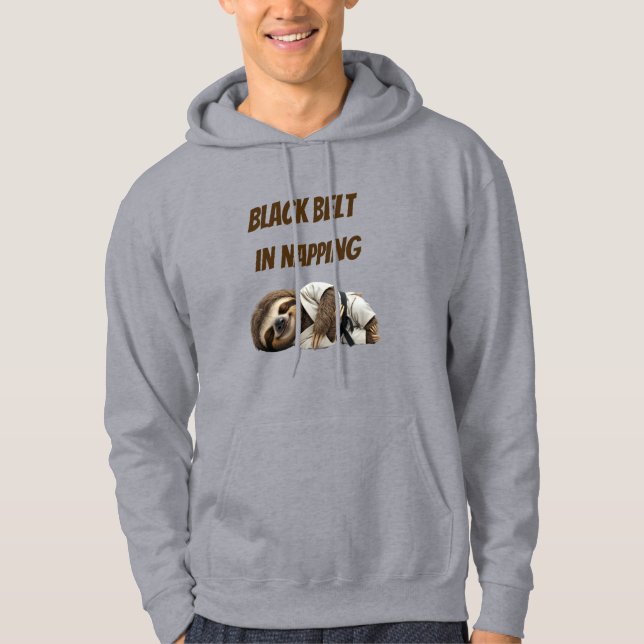 Black Belt In Napping Sloth Hoodie (Front)