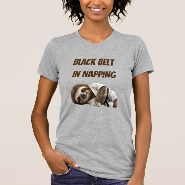 Black Belt In Napping Sloth T-Shirt (Front)