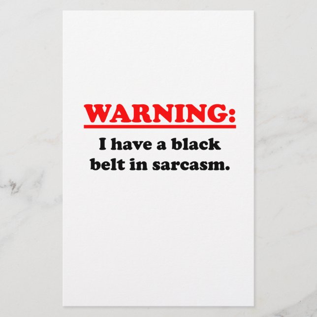 Black Belt In Sarcasm Stationery (Front)
