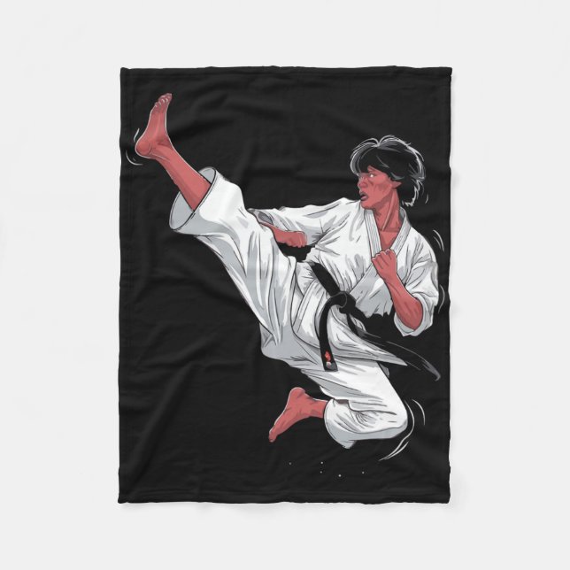 Black Belt Karate Fighter  Fleece Blanket (Front)