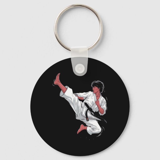 Black Belt Karate Fighter  Keychain (Front)