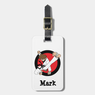 Black Belt Karate / Ninja Brunette Boy Luggage Tag