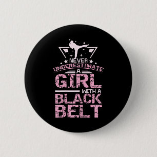 Black Belt Karate Taekwondo Girl 2 Inch Round Button