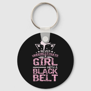 Black Belt Karate Taekwondo Girl Keychain