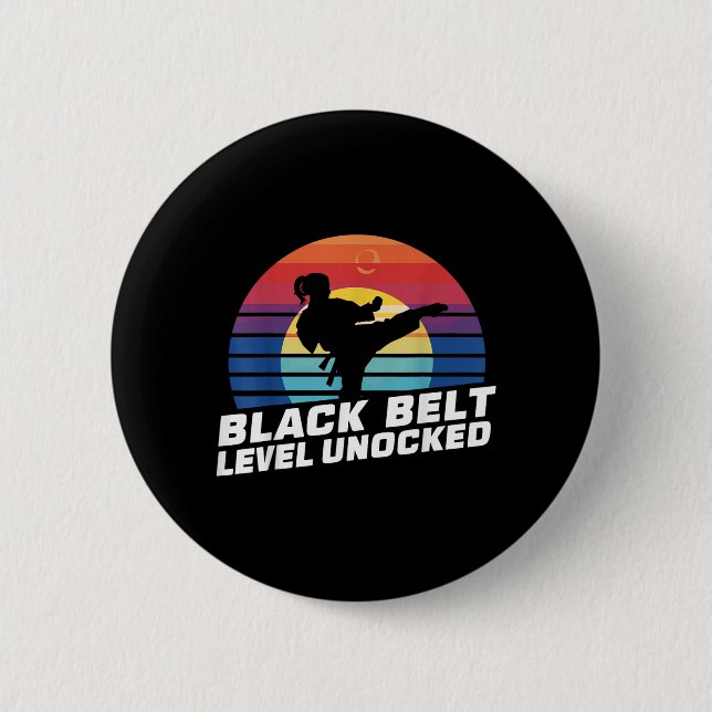 Black Belt Level Unlocked 2 Inch Round Button (Front)