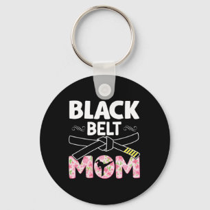 Black Belt Mom Floral Tkd Taekwondo Karate Martial Keychain