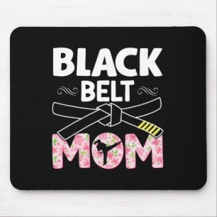 Black Belt Mom Floral Tkd Taekwondo Karate Martial Mouse Pad