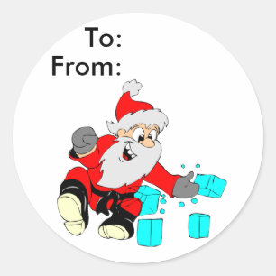 Black Belt Santa Gift Tags for Martial Arts