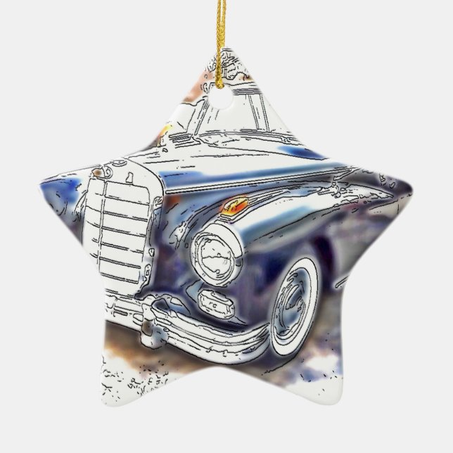 Black Benz Ceramic Ornament (Front)