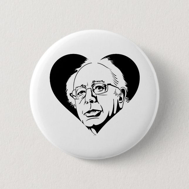 black bernie sanders heart 2 inch round button (Front)