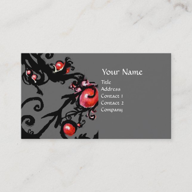 BLACK  BERRIES SWIRLS BUSINESS CARD (Front)
