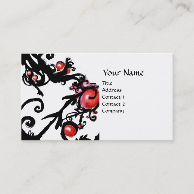 BLACK  BERRIES SWIRLS metallic eggshell Business Card (Front)