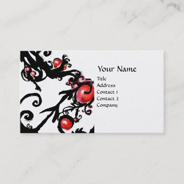 BLACK  BERRIES SWIRLS metallic pearl Business Card (Front)