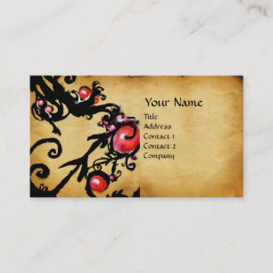 BLACK  BERRIES SWIRLS  parchment Business Card